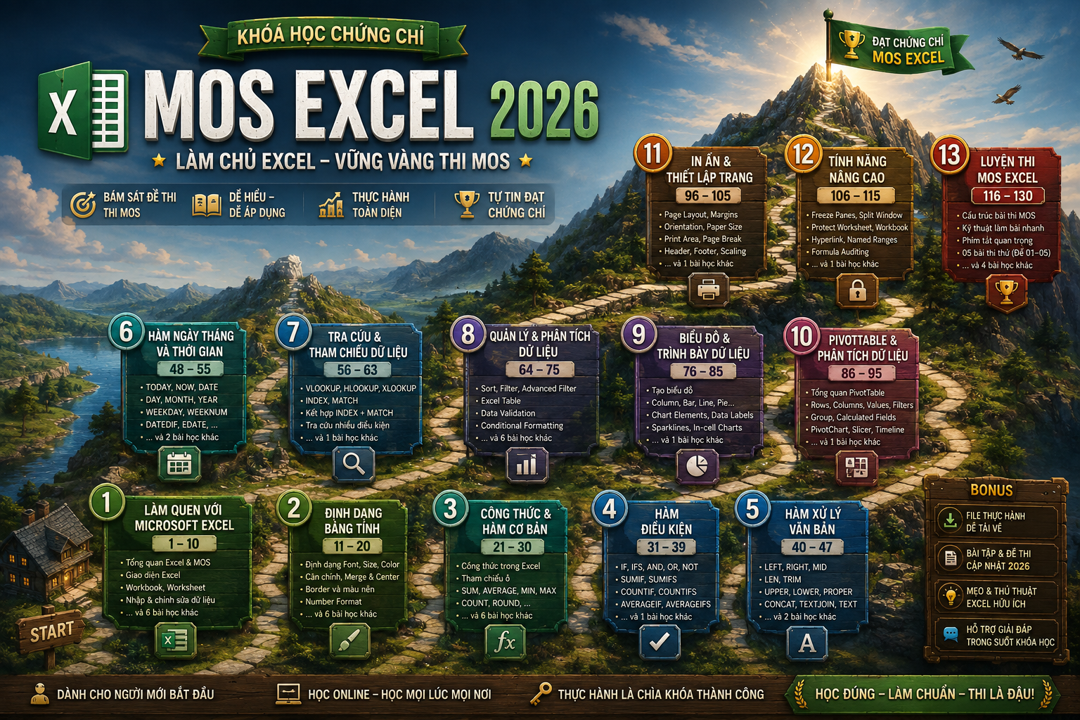 Khóa học MOS Excel 2026